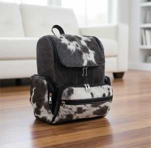 Genuine Cowhide Leather Hair On Backpack Travel Laptop Bag Vintage School Rucksack Durable Handmade LHBP-0013 - Product Image 4