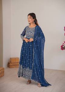 Launching New Design Trending Faux Georgette With Embroidery Sequence work Gown&Pent&dupatta Reddy To Wear Look - Product Image 2