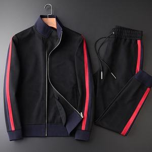 Chándal Deportivo Negro Unisex con Estampado, Manga Larga, Cuello Alto, Cordón Ajustable, Diseño a Rayas, Transpirable, Ligero, Corte Regular - Product Image 5