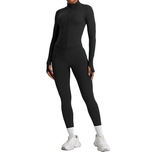 Ropa activa de gimnasio con láser de un hombro para mujer, conjunto de Yoga deportivo transpirable con mallas y pantalón de entrenamiento, patrón sólido - Product Image 3