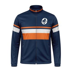 <b>Men</b> Navy Orange Hockey Activewear <b>Jacket</b> Polyester Sports <b>Jacket</b> Athletic Training Wear Team Apparel Outdoor Game Clothing - Product Image 1