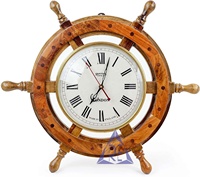 Style Antique Vintage Roue Horloge Fabriquée À La Main En Bois Bambou Conception Quartz Analogique Décoration Murale Salon Marine Décoration Murale Salon
