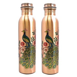 Bouteille artisanale 100% cuivre pur avec couvercle à vis, style antique, pour boire directement, idéale pour le camping ou comme cadeau d'affaires. - Product Image 4