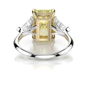 Emerald Cut Yellow Diamond <b>Ring</b> 18K Gold Women's Engagement Band Classic Geometric Style - Product Image 3