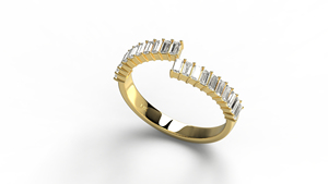 Bague de mariage demi-éternité de luxe en or 18 carats avec diamants baguette verticaux, bijoux empilables, joaillerie fine pour femme - Product Image 2