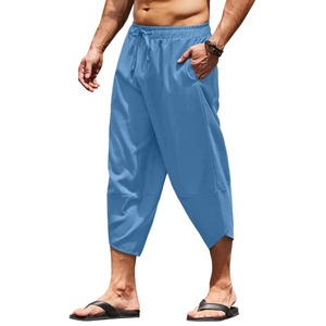 Nouveau pantalon capri décontracté pour homme en coton et lin, couleur unie, coupe ample avec cordon de serrage – Collection Mode 2026 - Product Image 6