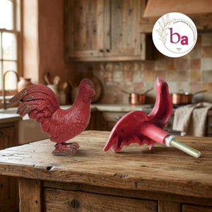 Modern Distressed Red Rooster Chicken <b>Knob</b> Urban Farmhouse Metal Cast Iron Home <b>Decor</b> Bedroom Outdoor Villa <b>Drawer</b> Living Room - Product Image 2