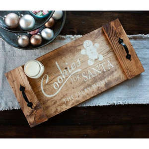 Biscuits pour le père noël plateau de service vacances et conception de noël plateau de cupcakes à pizza en bois planche à découper en émail de la meilleure qualité - Product Image 1