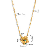 Collier pendentif triple anneaux entrelacés avec zircon vert, ras-de-cou minimaliste en acier inoxydable pour femme, bijou tendance, cadeau