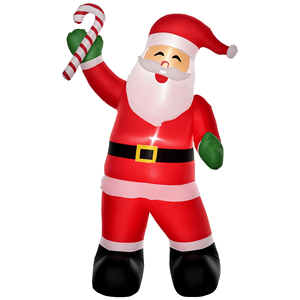 Babbo Natale Gonfiabile con 8 Luci LED e Bastoncino di Zucchero, Decorazione da Giardino per Esterni, Tema Natalizio - Product Image 1