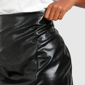 Mini-jupe en cuir PU pour femme, taille haute, design asymétrique, moulante, couleur unie, sexy, pour soirée et club, jupe en cuir tendance - Product Image 5