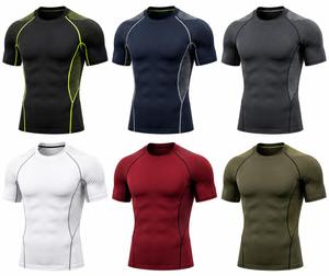 Camiseta de Compresión de Manga Corta para Hombre, Color Personalizado, Transpirable, Corte Ajustado, Cuello Redondo, Tejido de Punto, 180g - Product Image 6