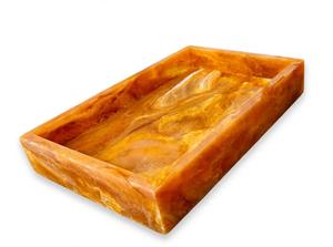 Plateau de rangement rectangulaire moderne en résine aspect marbre ambré multifonctionnel pour organisateur de salle de bain, idéal pour Diwali et les cadeaux de pendaison de crémaillère - Product Image 3