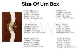 กล่องใส่เถ้ากระดูกทำมือจากไม้ รูปนกฟีนิกซ์สีทอง ลายเรซิ่นแม่น้ำชายหาด สำหรับบรรจุเถ้ากระดูกมนุษย์ ขนาดกลาง 9x5.5 นิ้ว - Product Image 4