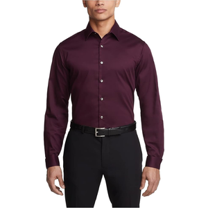 Camisa de vestir elástica de corte ajustado con cuello flexible para hombre, camisa de negocios de manga larga con botones para oficina, trabajo, bodas y ropa formal - Product Image 5