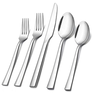 Ensemble de cuillères, fourchettes et couteaux en acier inoxydable plaqué argent, élégant manche martelé occidental de qualité garantie - Product Image 2