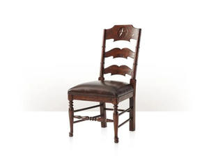 Chaises de salle à manger traditionnelles françaises en noyer avec dossier en échelle - Meubles de salle à manger - Product Image 4