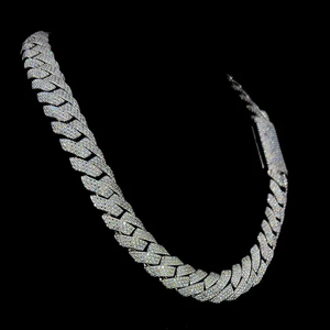 Collar de cadena cubana Miami de plata de ley 925 con moissanita VVS de 20 mm y 4 filas, probador de diamantes, rodio, para boda, Dropshipping - Product Image 1