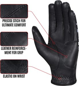 Golf Gloves Custom Logo Packaging Cabretta <b>Leather</b> Palm Soft Unisex <b>White</b> OEM Non-Slip Hook Loop Closure Digital Print Fawn - Product Image 3