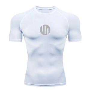 Men's T-shirt Fitness Compression Shirt Quick Dry Short Sleeve Gym Muscle Shirt Breathable White Black Sun protection Sportswear - Product Image 1