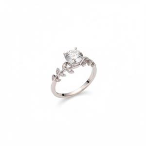 Bague de Fiançailles en Argent Sterling 925 avec Diamant de Laboratoire Rond en Or 10K, Motif Feuille de Vigne Naturelle, Bague Branche de Laurier, Vente en Gros - Product Image 2