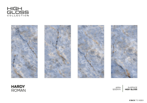 Carreaux de porcelaine brillants de luxe modernes 600*1200mm 8MM d'épaisseur <0,5% d'absorption d'eau pour murs intérieurs de villa et sols de salon - Product Image 1