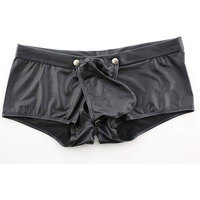 Caleçons Boxers Tricotés Mi-Hauts en Cuir Authentique de Luxe pour Hommes, Personnalisables avec Logo à la Taille, Sans Coutures, Sous-vêtements Intimes Sexy