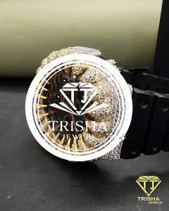 Exclusive Spiked Bezel VVS Moissanite <b>Diamond</b> <b>Watch</b> 925 Sterling Silver Jewelry Collection - Product Image 2