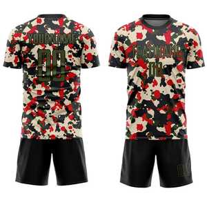 Camiseta de Fútbol Sublimada Personalizada para Hombre, Estampado de Camuflaje, Cuello Redondo, Manga Corta, Uniforme Deportivo Transpirable para Todas las Temporadas - Product Image 6