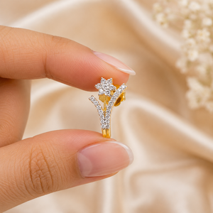 ต่างหูเพชรรูปดอกไม้ทองคำ 14K สีเหลือง |   ต่างหูเพชรแท้สไตล์อินเดีย |   เครื่องประดับอัญมณีชั้นดีสำหรับสุภาพสตรีที่สง่างาม |   ชุดประจำชาติ - Product Image 3