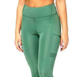 High Waist Full Length Green Sporty <b>Leggings</b> <b>With</b> <b>Pockets</b> Knitted Stretch Breathable Women's <b>Workout</b> Wear All Seasons - Product Image 5
