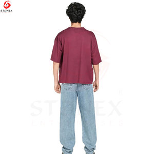 T-shirt Homme Oversize Col Rond Manches Courtes Uni Streetwear avec Logo Personnalisé sur le Devant 100% Coton Écologique Respirant - Product Image 4