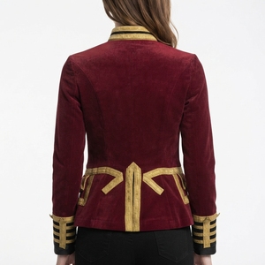 Veste de cérémonie pour femme, style hussard, bordeaux, avec garniture dorée, coupe ajustée, style napoléonien, vêtements européens - Product Image 5