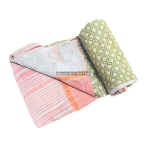 Colcha de Algodón Kantha, Hecha a Mano, Lavable, Estampada, Vintage, Estilo Indio, para Uso en Hoteles, Colchas de Patchwork 100% Algodón, Venta al Por Mayor - Product Image 1