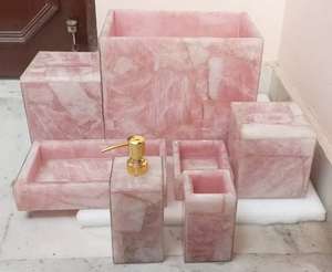 Resin Material Marble Stone Bathroom Accessory Set Luxury Bath Accessories Set Includes <b>Soap</b> Dispenser Toothbrush <b>Holder</b> - Product Image 6