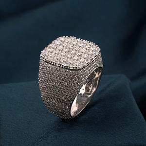 Anillo de Diamantes Moissanite Redondos en Racimo, Estilo Hip Hop, Plata de Ley 925, Chapado en Rodio, Regalos de Boda y Compromiso para Esposo - Product Image 2