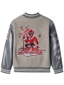 Custom <b>Men's</b> Varsity <b>Jacket</b> Woolen PU Material Embroidered Logo Front O-Neck Collar Regular Sleeve Breathable Eco-Friendly - Product Image 3