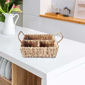 Best Sale 2026 Vietnam <b>Wicker</b> Storage <b>Basket</b> Natural Water Hyacinth Rectangular Serving Tray <b>Handle</b> Home Decorative Serving Tray - Product Image 5