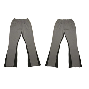 Pantalon de survêtement évasé droit en toile polyester/coton léger, style décontracté taille mi-haute extensible, service OEM, vente en gros - Product Image 1