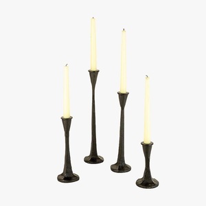 Juego de 2 candelabros altos de hierro fundido negro, decoración vintage para el hogar, para centros de mesa de boda y mesa de comedor - Product Image 4