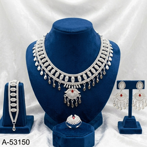 Premium Quality Necklace Set Combo – Gold & Silver Plated Jewelry with Earrings, Ring & Pendant - Product Image 4