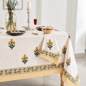Wholesale Handmade Block Print Floral Cotton Table Cover <b>Tablecloth</b> for Wedding Party Customized Size Eco-Friendly - Product Image 1