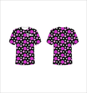 T-shirt à manches courtes pour homme à pois noir, violet, blanc, imprimé par sublimation, col rond, coupe décontractée, séchage rapide, en polyester tricoté - Product Image 1