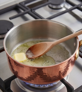Copper Sauce Pan With Hammered Lid Stainless Steel Interior Brass Handle Minimalist Design For Gas And Induction <b>Cooker</b> Use - Product Image 5