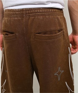 Pantalones Deportivos de Felpa Marrón para Hombre, Personalizados, Cintura Elástica, Franja Lateral con Estampado Digital, Corte Holgado Informal, Tejido de Peso Medio, Otoño - Product Image 5