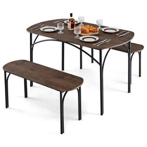 Set da Pranzo per 4 Persone in 3 Pezzi con Tavolo da Pranzo con Struttura in Metallo - Product Image 4