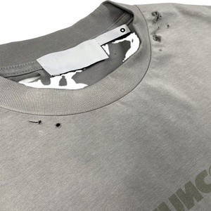 Camisetas de Hombre al por Mayor, Transpirables, Ecológicas, Casuales, Holgadas, de Verano, Tejidas, de Peso Pesado, Teñidas, con Efecto Vintage y Desgastado - Product Image 4