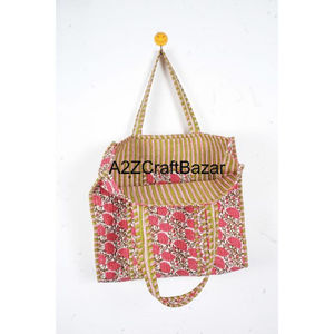 กระเป๋าโท้ทชายหาดลายทางผ้าฝ้ายควิลท์สไตล์โบโฮทำมือ ขนาดใหญ่ พร้อมหูหิ้วยาวสำหรับผู้หญิง ใช้สะพายไหล่ ใช้ได้ทุกวัน สำหรับช้อปปิ้งและงานแสดงสินค้า - Product Image 6