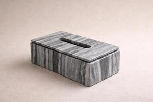 Caja de pañuelos moderna de mármol gris, ideal para escritorio de oficina, mostrador de baño, mesa del hogar y ocasiones de regalo. Venta al por mayor desde India. - Product Image 5