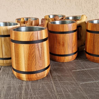 Boccale da Birra Classico Artigianale in Legno Ecologico da 20 oz, Stile Antico Marrone, con Logo Personalizzato e Cannuccia